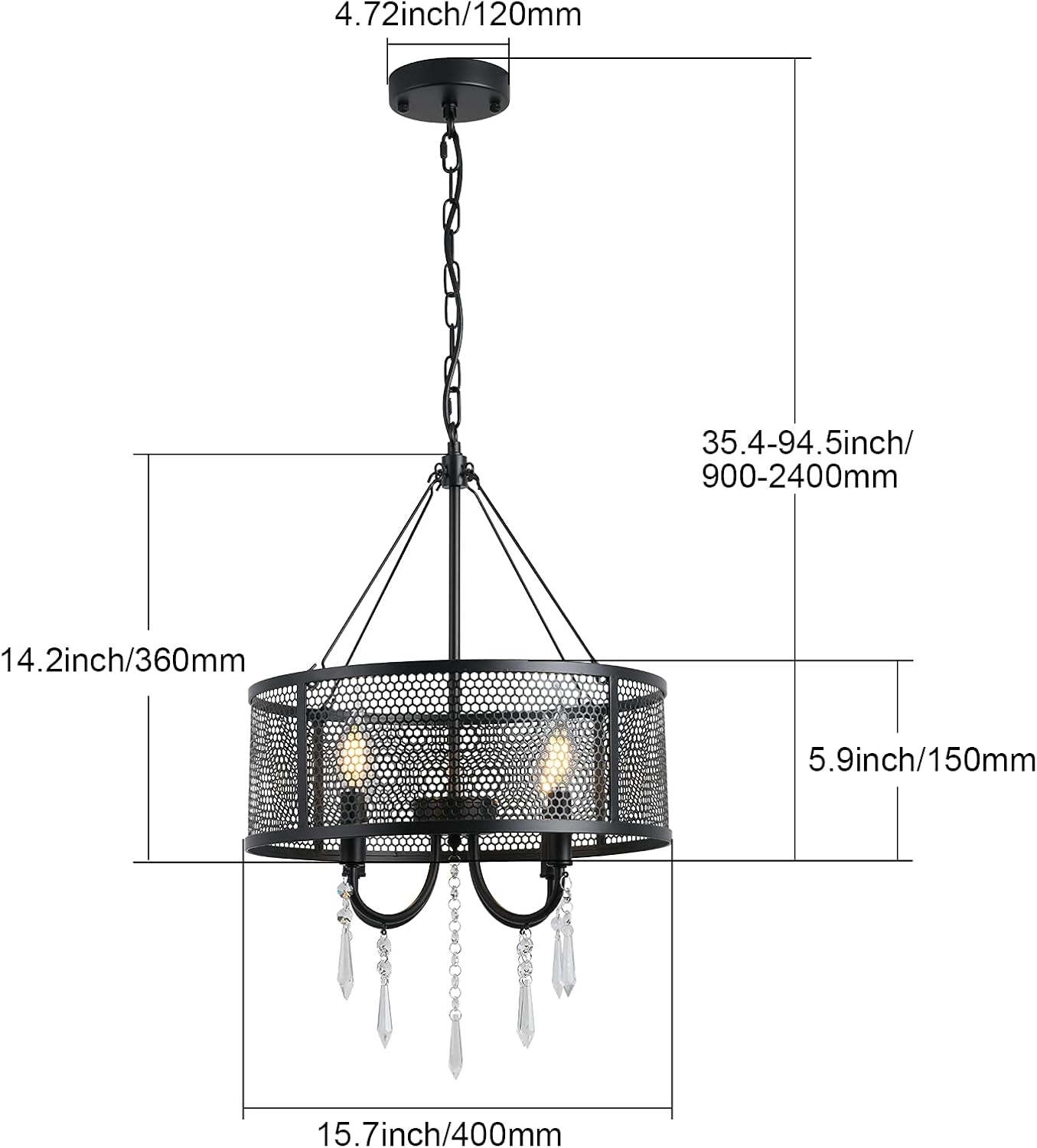 Dining Room Chandelier - 4 Light Kitchen Islandmodern Black Ceiling Light - Industrial Living Room Light - Foyer Lights