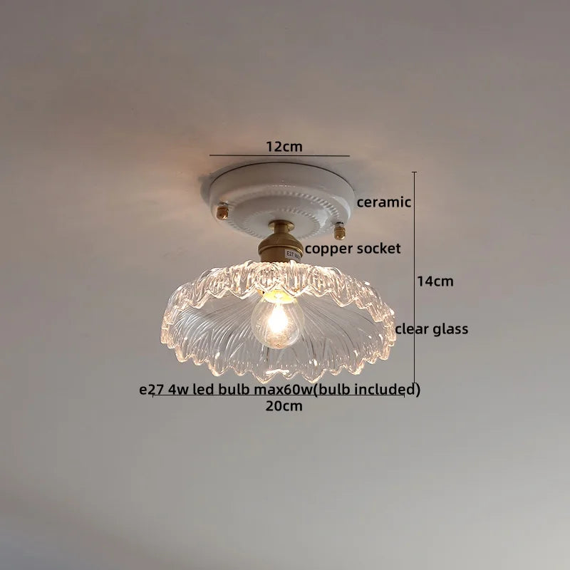 Ceramic Canopy LED Ceiling Lamp Home Lighting Kitchen Restaurant Living Room Light Fixtures Glass Copper Luminaria De Teto