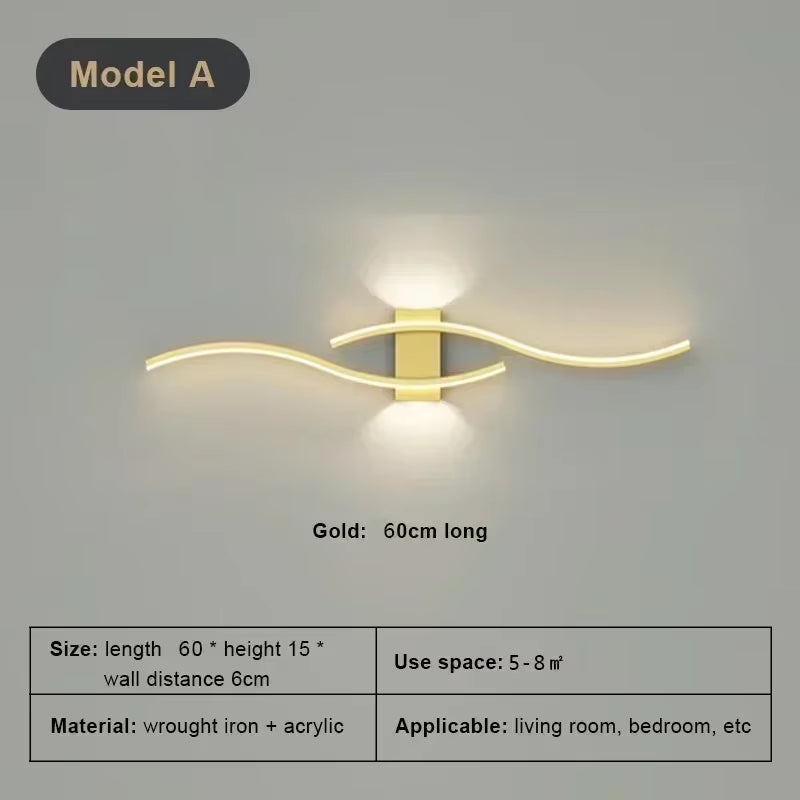 LED Hyperbolic Wall Lamp, Modern Living Room, Dining Room, Bedroom, Bedside, Aisle, Background Wall Lamp, Home Lighting Fixture