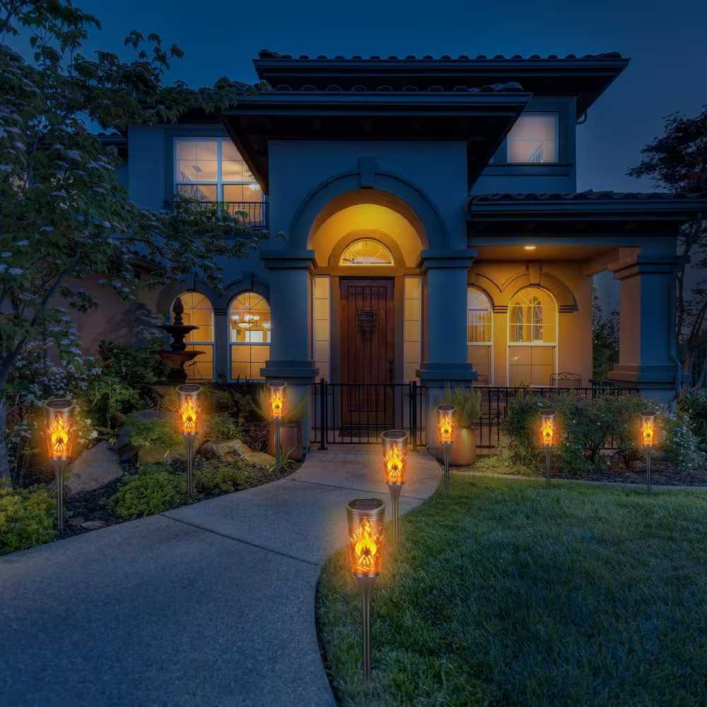 Peony Solar 12 Lumens Bronze LED round Outdoor Weather Resistant Bollard Path Light (2-Pack)