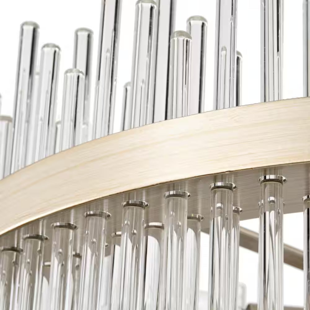 Hebe 19.7 In. Dia 5-Light Brushed Champagne Silver Clear Glass Bars Chandelier