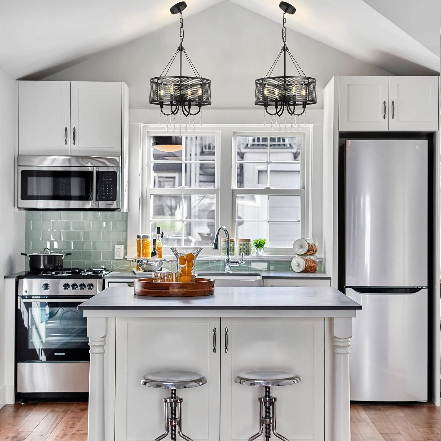 Dining Room Chandelier - 4 Light Kitchen Islandmodern Black Ceiling Light - Industrial Living Room Light - Foyer Lights