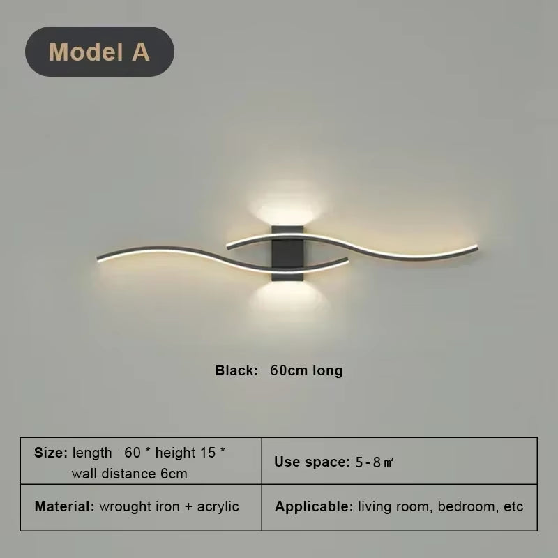 LED Hyperbolic Wall Lamp, Modern Living Room, Dining Room, Bedroom, Bedside, Aisle, Background Wall Lamp, Home Lighting Fixture