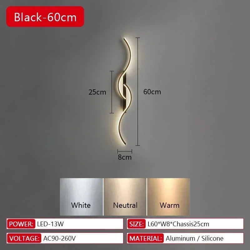 Modern LED Wall Lamp Bedrooms Living Room Indoor Lighting Tv Sofas Bedside Backgrounds Decor Lights Strip Minimalist Wall Light