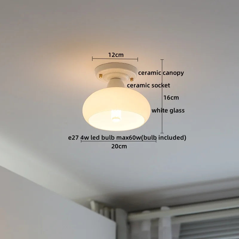 Ceramic Canopy LED Ceiling Lamp Home Lighting Kitchen Restaurant Living Room Light Fixtures Glass Copper Luminaria De Teto