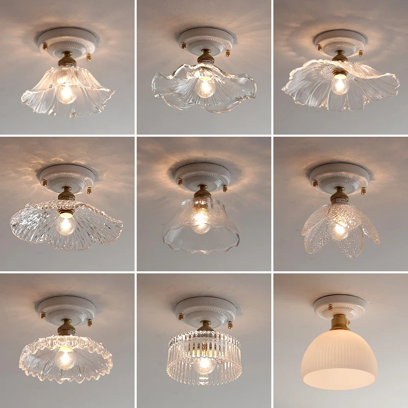 Ceramic Canopy LED Ceiling Lamp Home Lighting Kitchen Restaurant Living Room Light Fixtures Glass Copper Luminaria De Teto