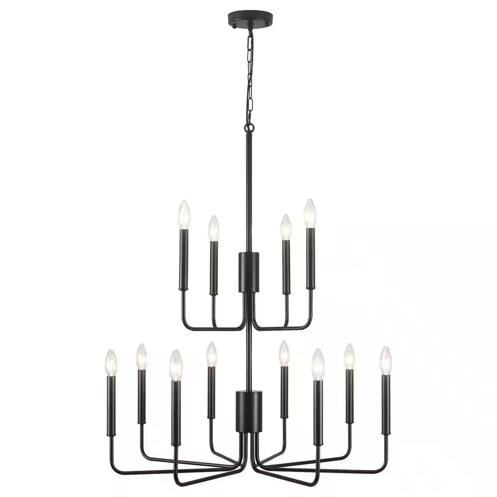 Roxsanne 6-Light Black Dimmable Classic/Traditional Chandelier Rustic Linear Candle-Style Kitchen Island Light Fixture