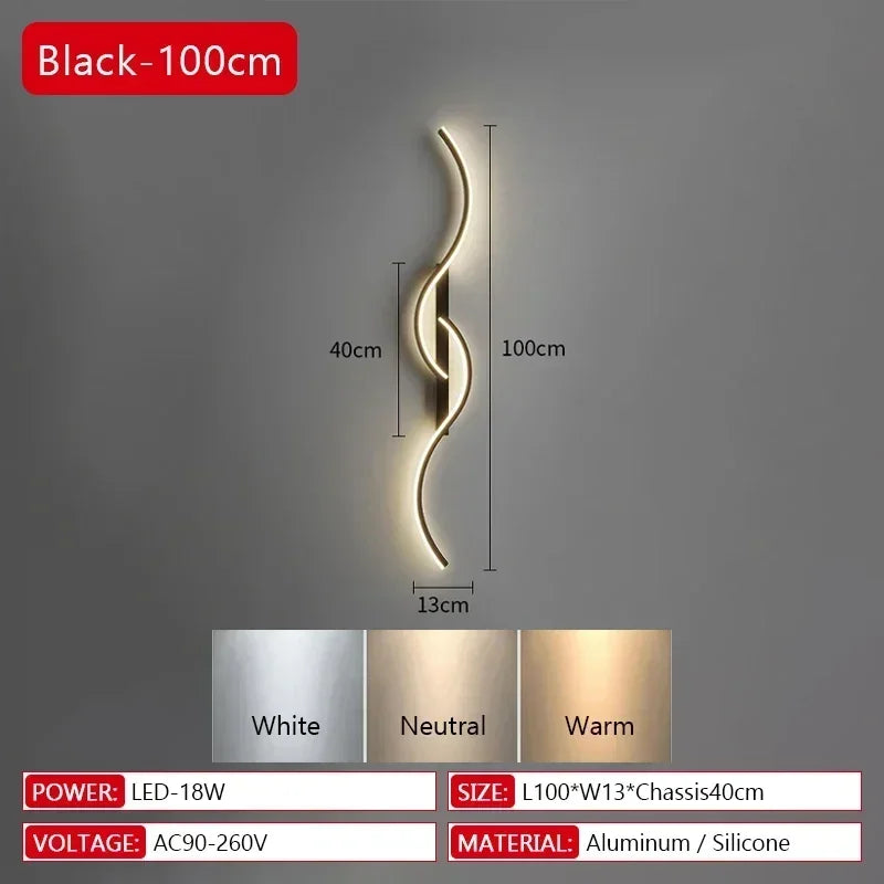 Modern LED Wall Lamp Bedrooms Living Room Indoor Lighting Tv Sofas Bedside Backgrounds Decor Lights Strip Minimalist Wall Light