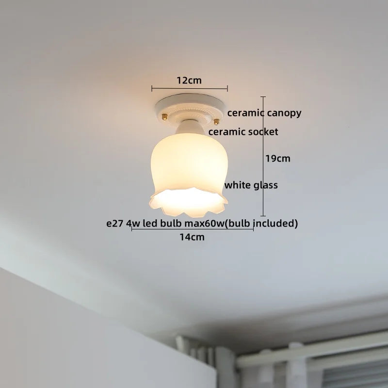 Ceramic Canopy LED Ceiling Lamp Home Lighting Kitchen Restaurant Living Room Light Fixtures Glass Copper Luminaria De Teto