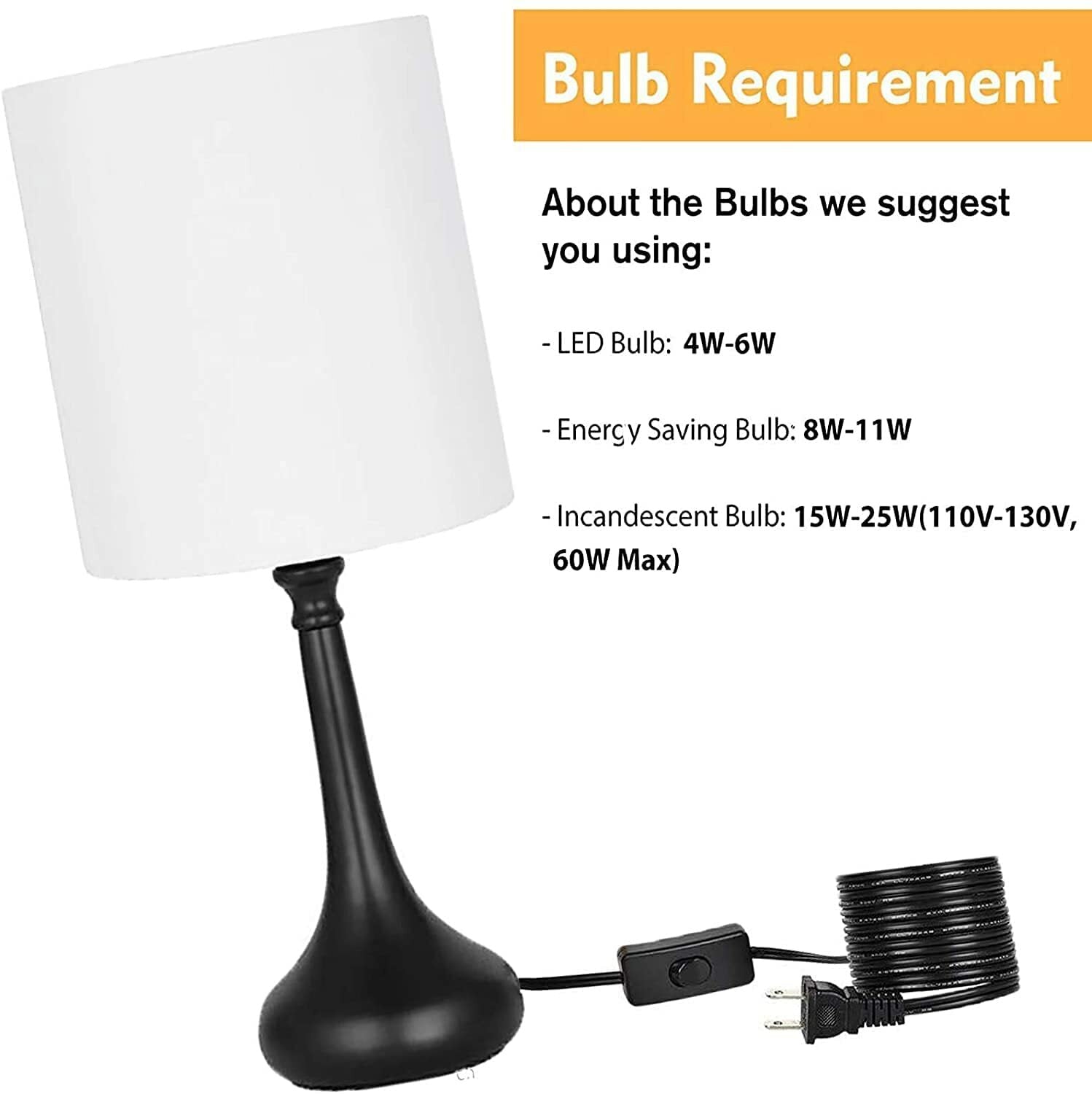 Set of 2 Modern Table Lamp Bedside Nightstand Lamp for Bedroom Living Room Dorm