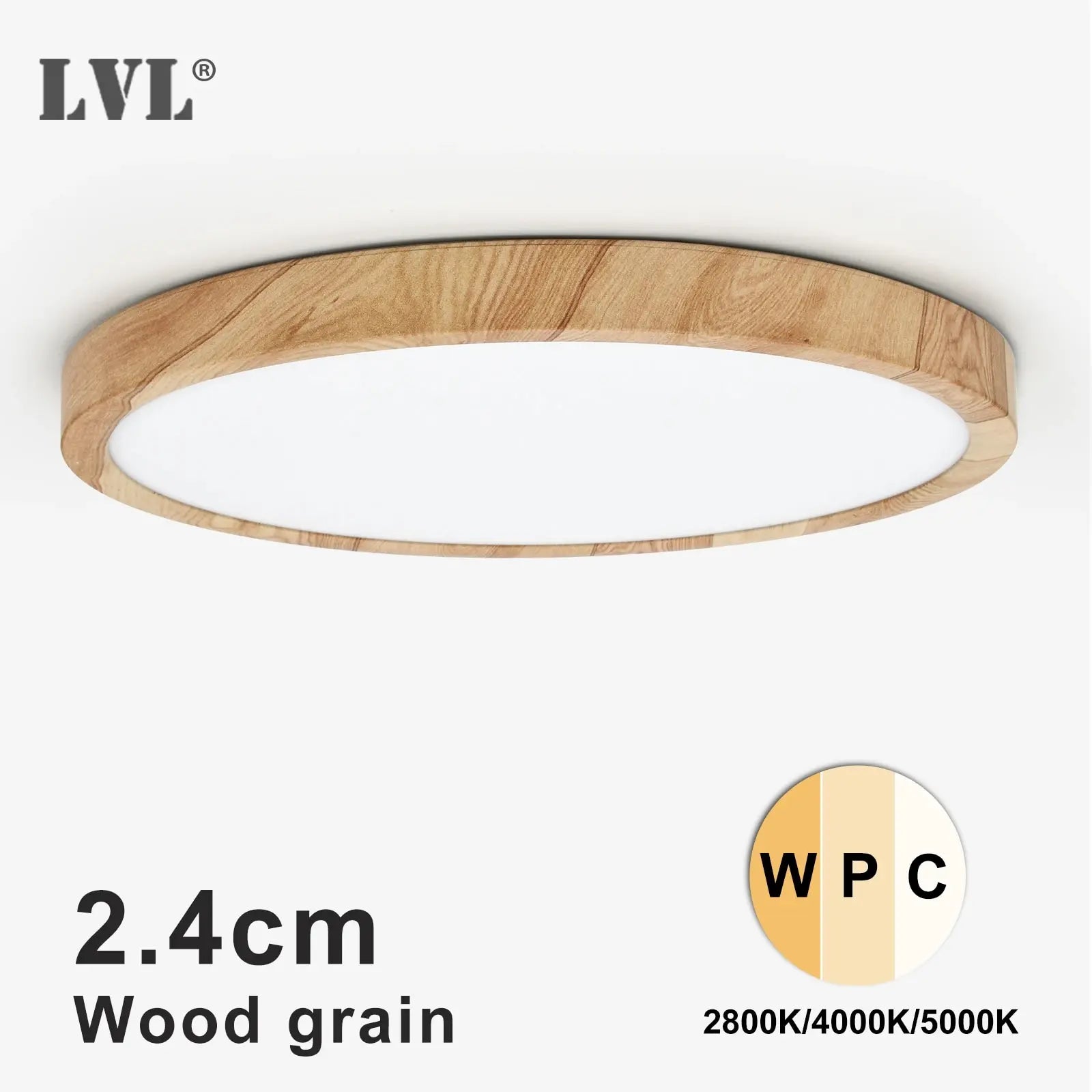 LED Ceiling Light Wood Grain & White 3 in 1 Lighting Colors Home Lighting Kitchen Bedroom Bathroom round Flush Ceiling Lamp