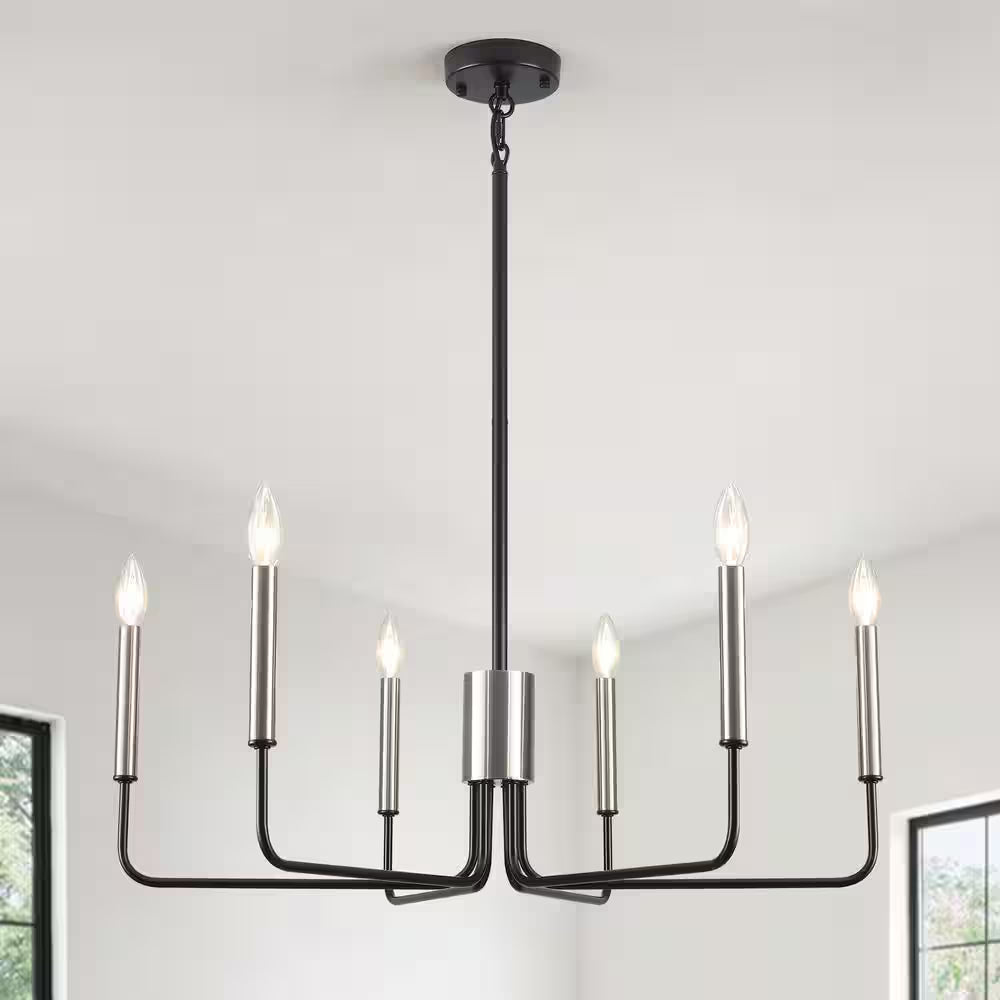 Roxsanne 6-Light Black Dimmable Classic/Traditional Chandelier Rustic Linear Candle-Style Kitchen Island Light Fixture