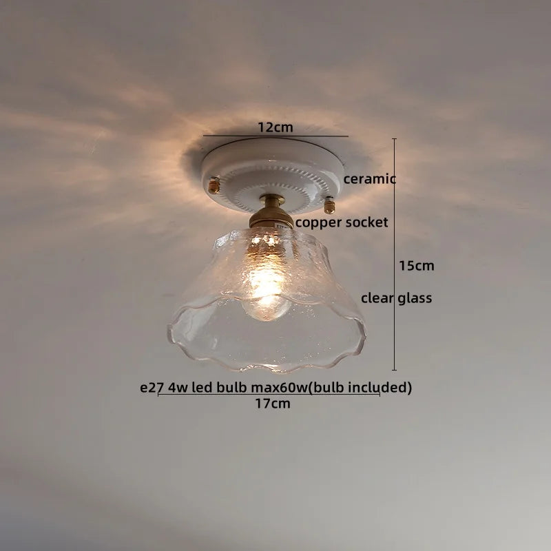 Ceramic Canopy LED Ceiling Lamp Home Lighting Kitchen Restaurant Living Room Light Fixtures Glass Copper Luminaria De Teto