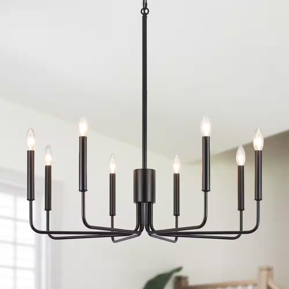 Roxsanne 6-Light Black Dimmable Classic/Traditional Chandelier Rustic Linear Candle-Style Kitchen Island Light Fixture