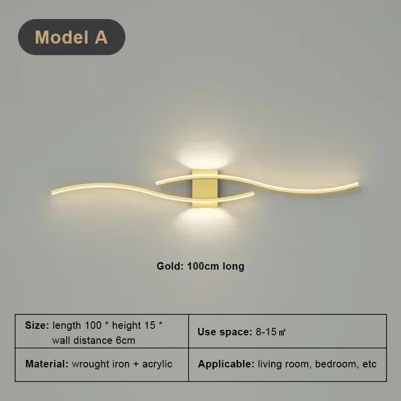 LED Hyperbolic Wall Lamp, Modern Living Room, Dining Room, Bedroom, Bedside, Aisle, Background Wall Lamp, Home Lighting Fixture