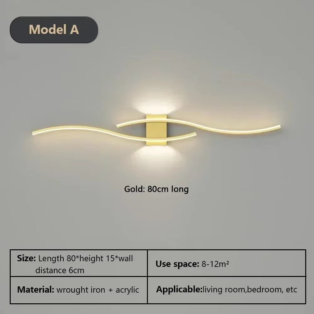 LED Hyperbolic Wall Lamp, Modern Living Room, Dining Room, Bedroom, Bedside, Aisle, Background Wall Lamp, Home Lighting Fixture