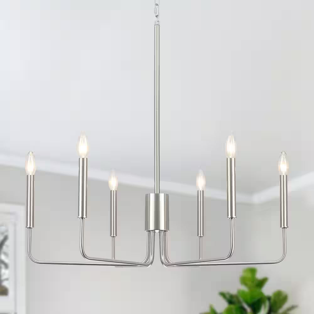 Roxsanne 6-Light Black Dimmable Classic/Traditional Chandelier Rustic Linear Candle-Style Kitchen Island Light Fixture