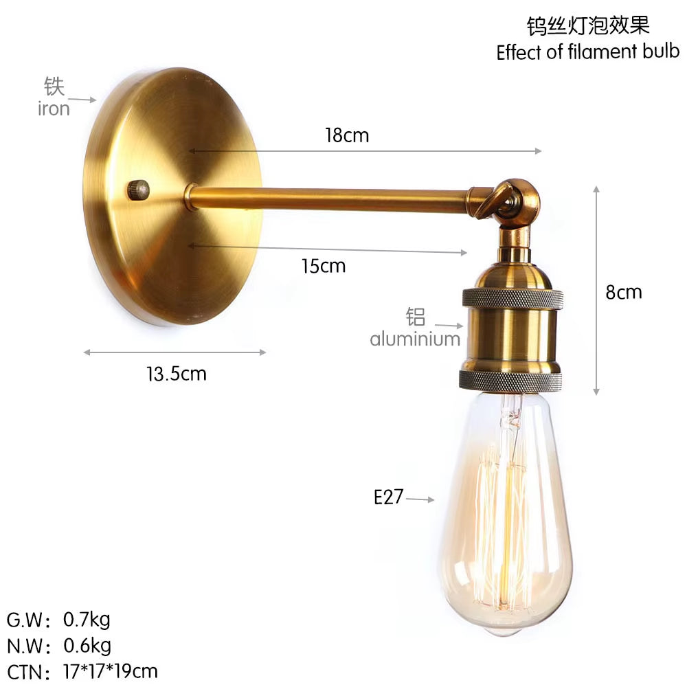 Industrial Vintage Wall Lamp Led Home Lighting American Country Loft Style Edison Wall Sconce Arandela Lampara Pared