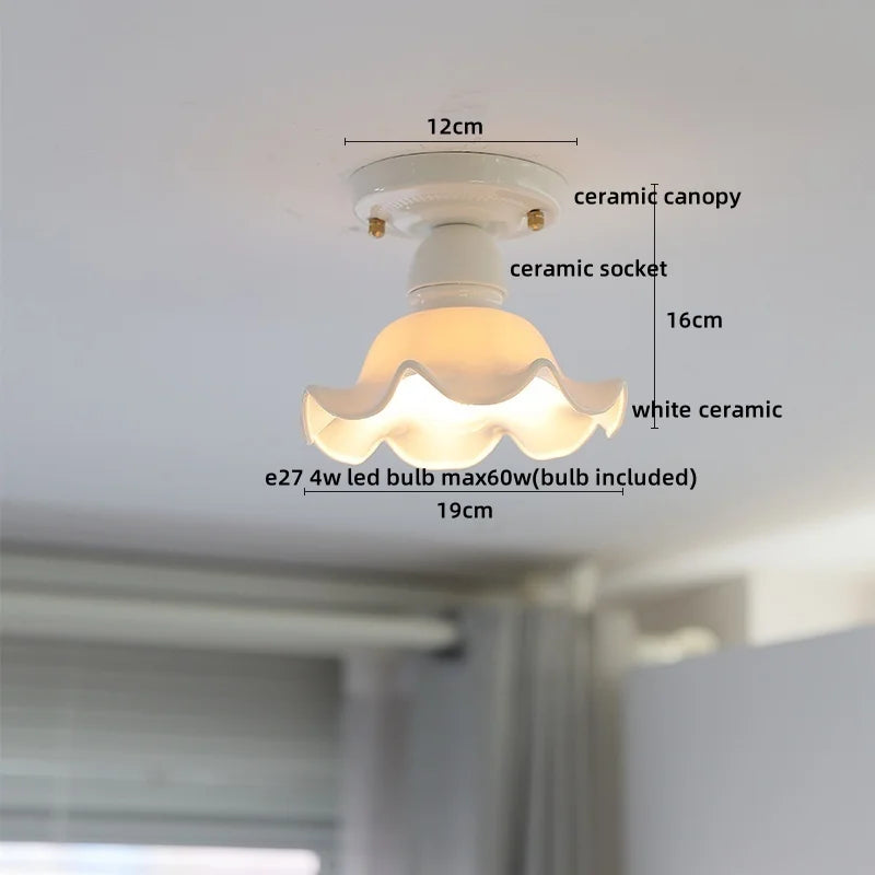 Ceramic Canopy LED Ceiling Lamp Home Lighting Kitchen Restaurant Living Room Light Fixtures Glass Copper Luminaria De Teto
