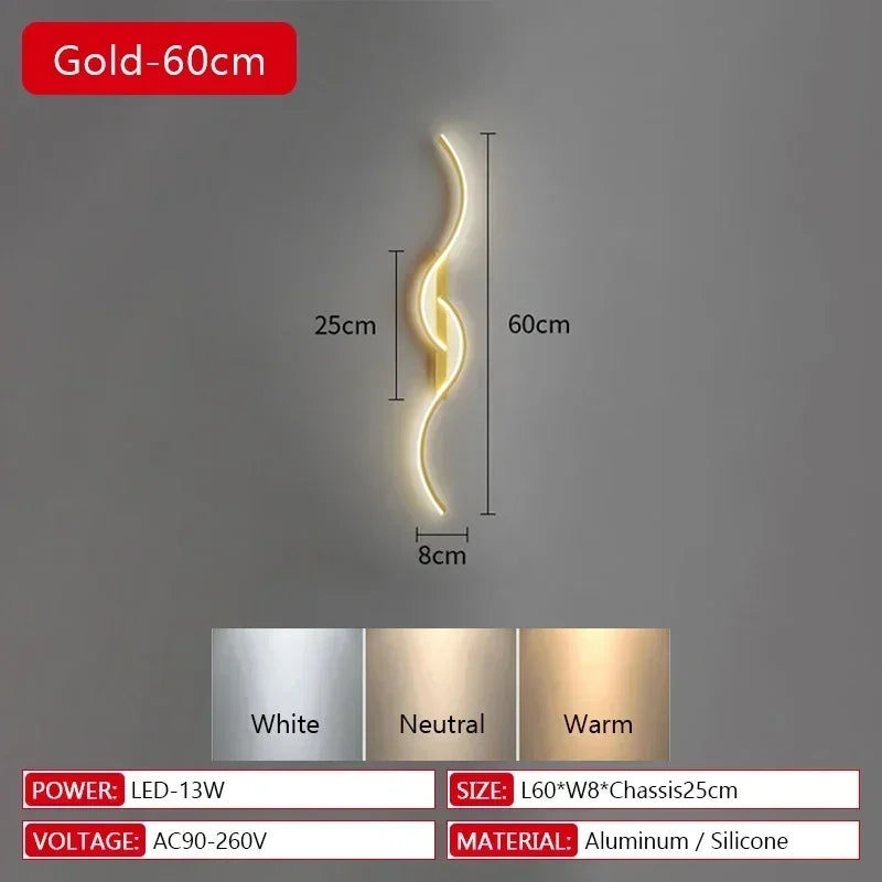Modern LED Wall Lamp Bedrooms Living Room Indoor Lighting Tv Sofas Bedside Backgrounds Decor Lights Strip Minimalist Wall Light