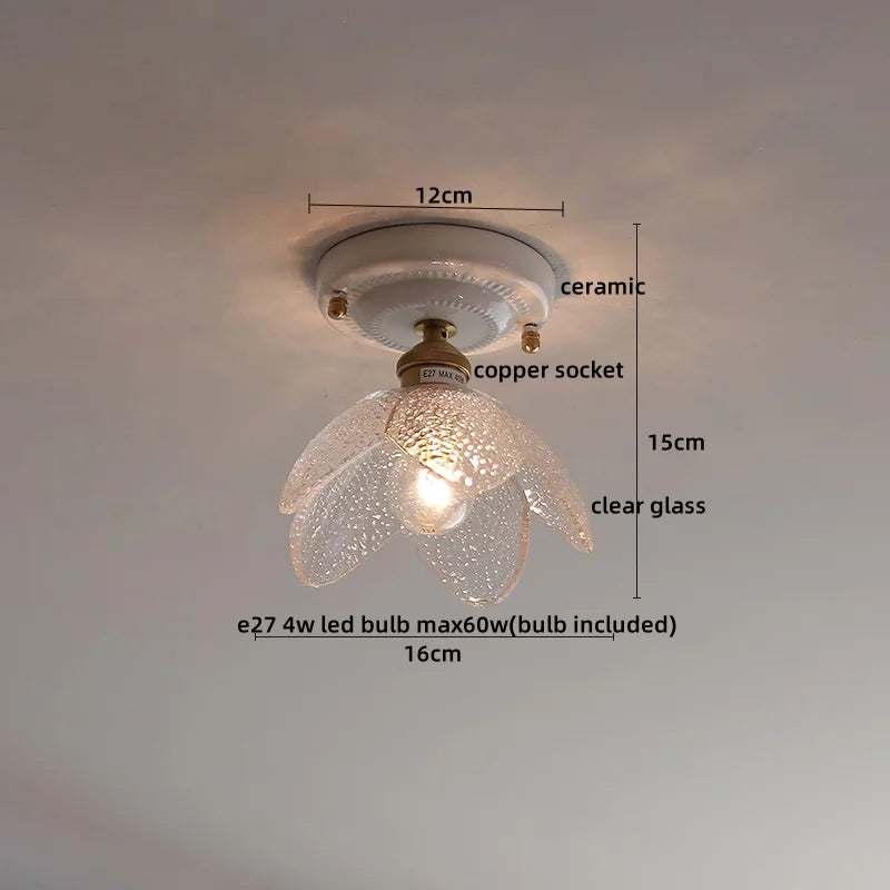 Ceramic Canopy LED Ceiling Lamp Home Lighting Kitchen Restaurant Living Room Light Fixtures Glass Copper Luminaria De Teto