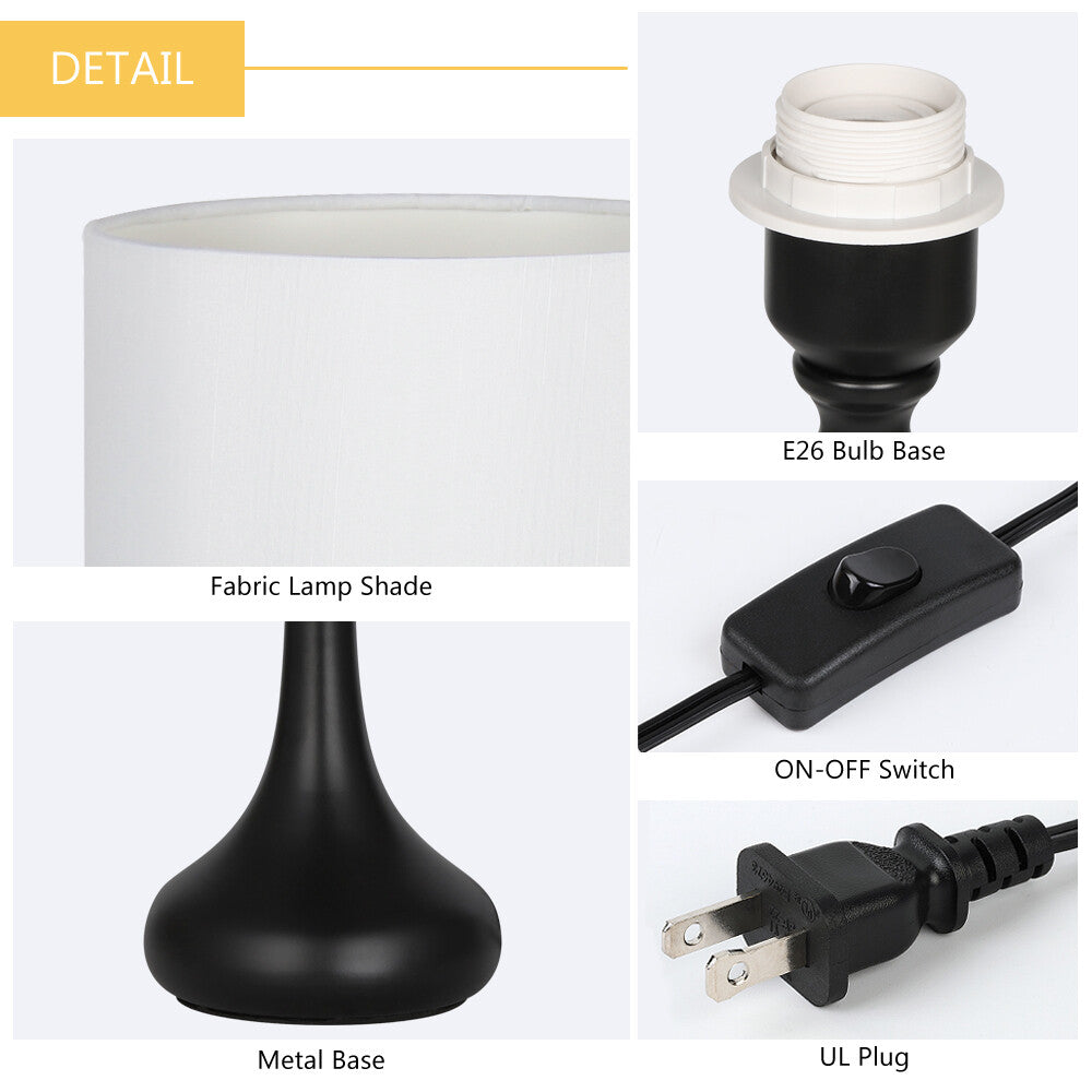 Set of 2 Modern Table Lamp Bedside Nightstand Lamp for Bedroom Living Room Dorm
