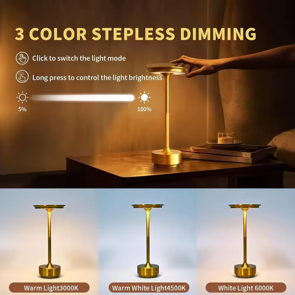 Classic Lamp Design LED Table Lamp USB C Rechargeable Night Light Dimming Desk Lamp Portable Reading Camping Light Bedside Lamps