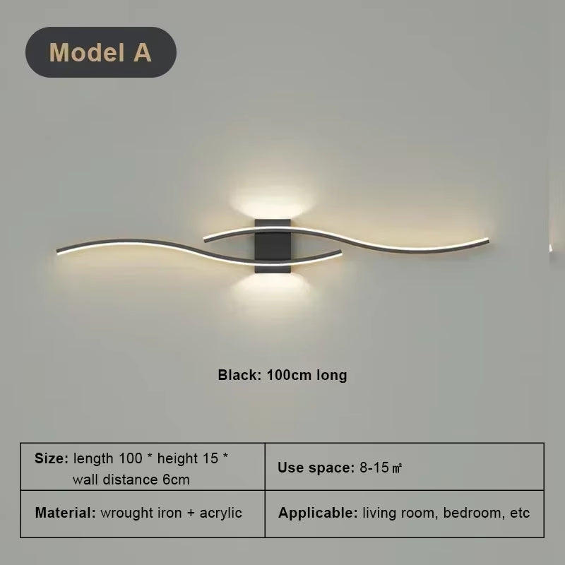 LED Hyperbolic Wall Lamp, Modern Living Room, Dining Room, Bedroom, Bedside, Aisle, Background Wall Lamp, Home Lighting Fixture