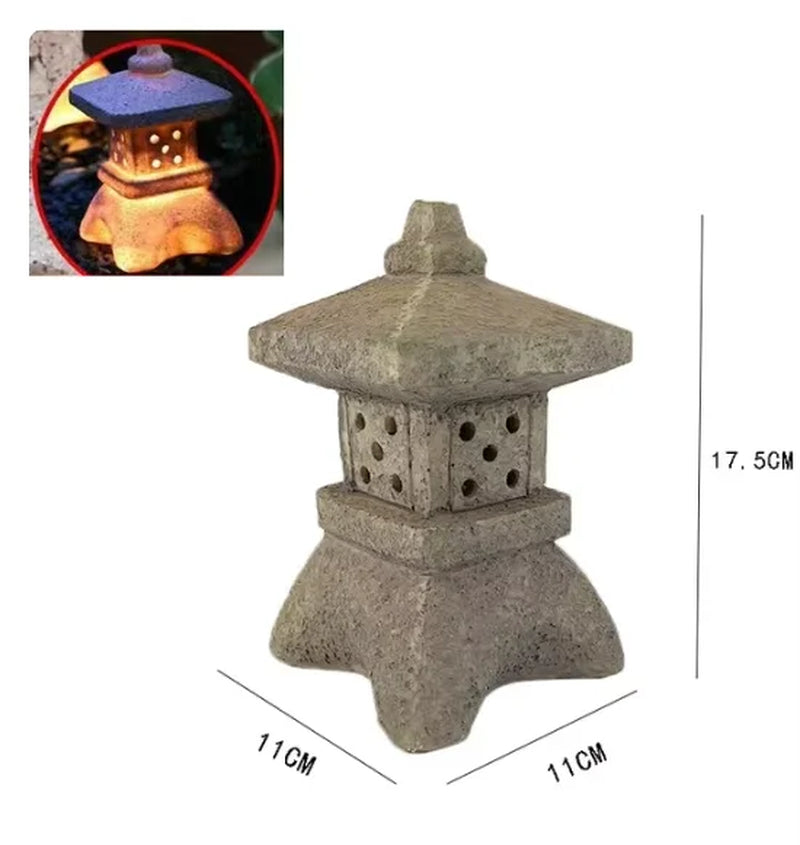 Solar Light Zen Stone Pagoda Decoration Ornaments Garden Garden Resin Small Palace Lantern Sculpture Furniture Outdoor Light