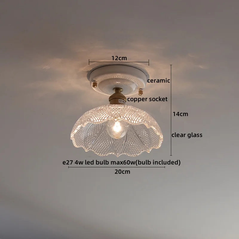 Ceramic Canopy LED Ceiling Lamp Home Lighting Kitchen Restaurant Living Room Light Fixtures Glass Copper Luminaria De Teto