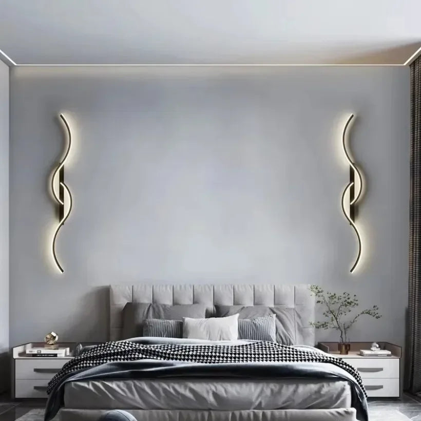 Modern LED Wall Lamp Bedrooms Living Room Indoor Lighting Tv Sofas Bedside Backgrounds Decor Lights Strip Minimalist Wall Light