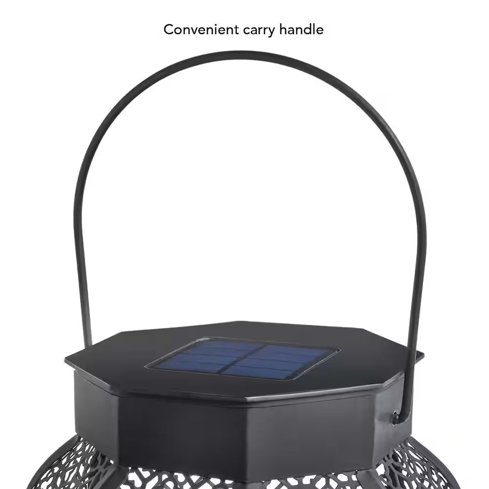 Verona Matte Black Dusk to Dawn Integrated LED Outdoor Solar Lantern