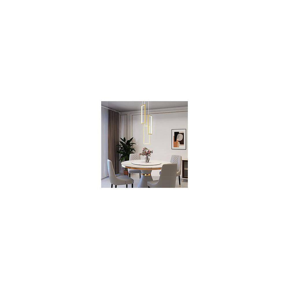 Home Lighting 3-Light 3C-Gold Dimmable LED Pendant Light Ring Oval Chandelier for Living Room