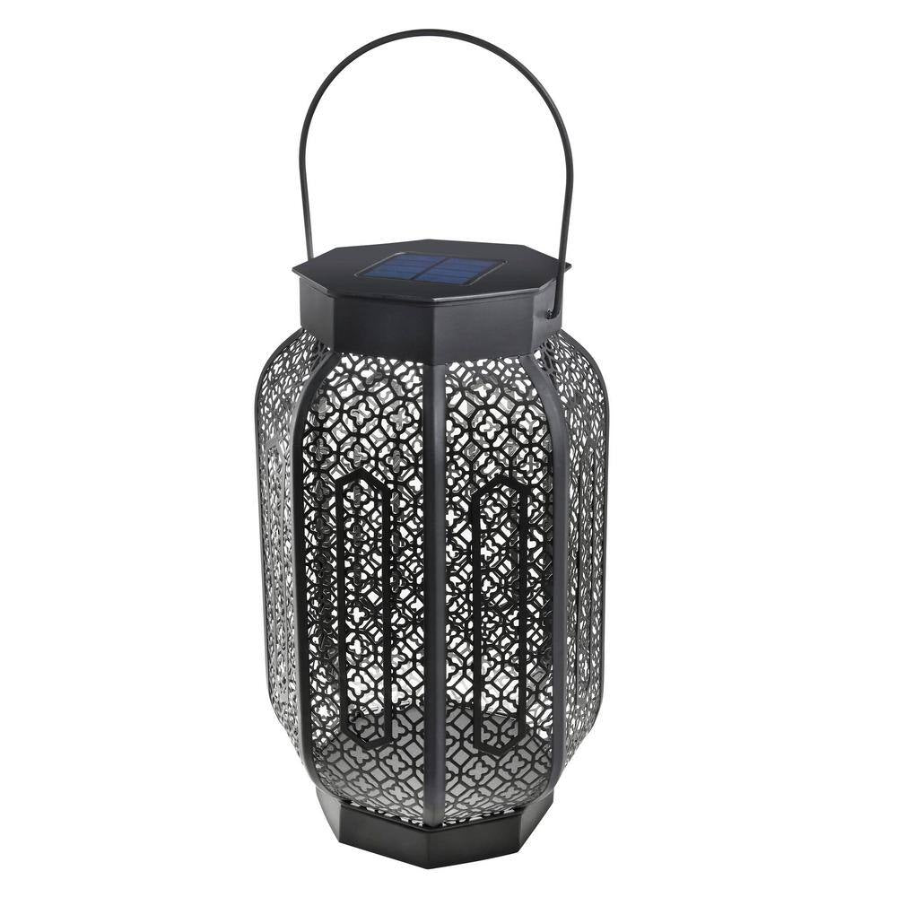 Verona Matte Black Dusk to Dawn Integrated LED Outdoor Solar Lantern