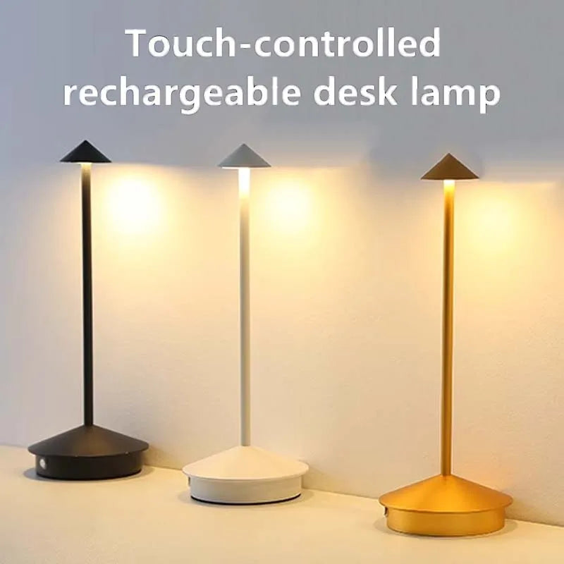 Rechargeable LED Table Lamp Touch Desktop Night Lamp 3 Colors Dimmable Creative Bedroom Bar Hotel Coffee Table Decor Lighting