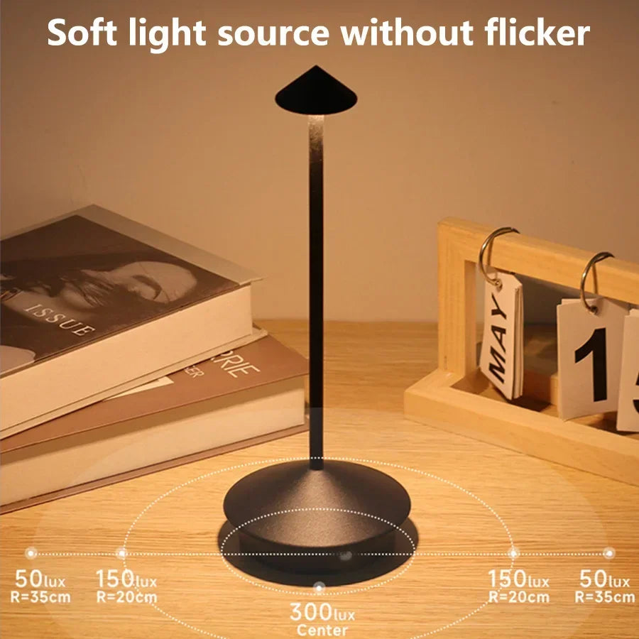 Rechargeable LED Table Lamp Touch Desktop Night Lamp 3 Colors Dimmable Creative Bedroom Bar Hotel Coffee Table Decor Lighting