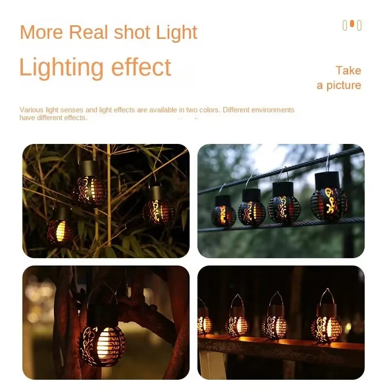 Outdoor Solar Lights Retro Lantern Lantern Lights Hanging Flame Lamp Landscape Lighting Floor Lights Spotlight Home Garden Decor