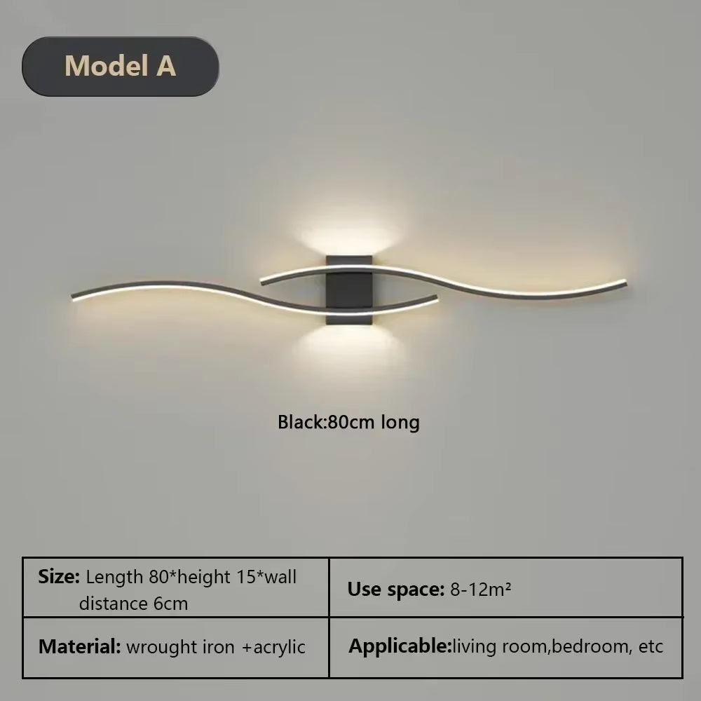 LED Hyperbolic Wall Lamp, Modern Living Room, Dining Room, Bedroom, Bedside, Aisle, Background Wall Lamp, Home Lighting Fixture