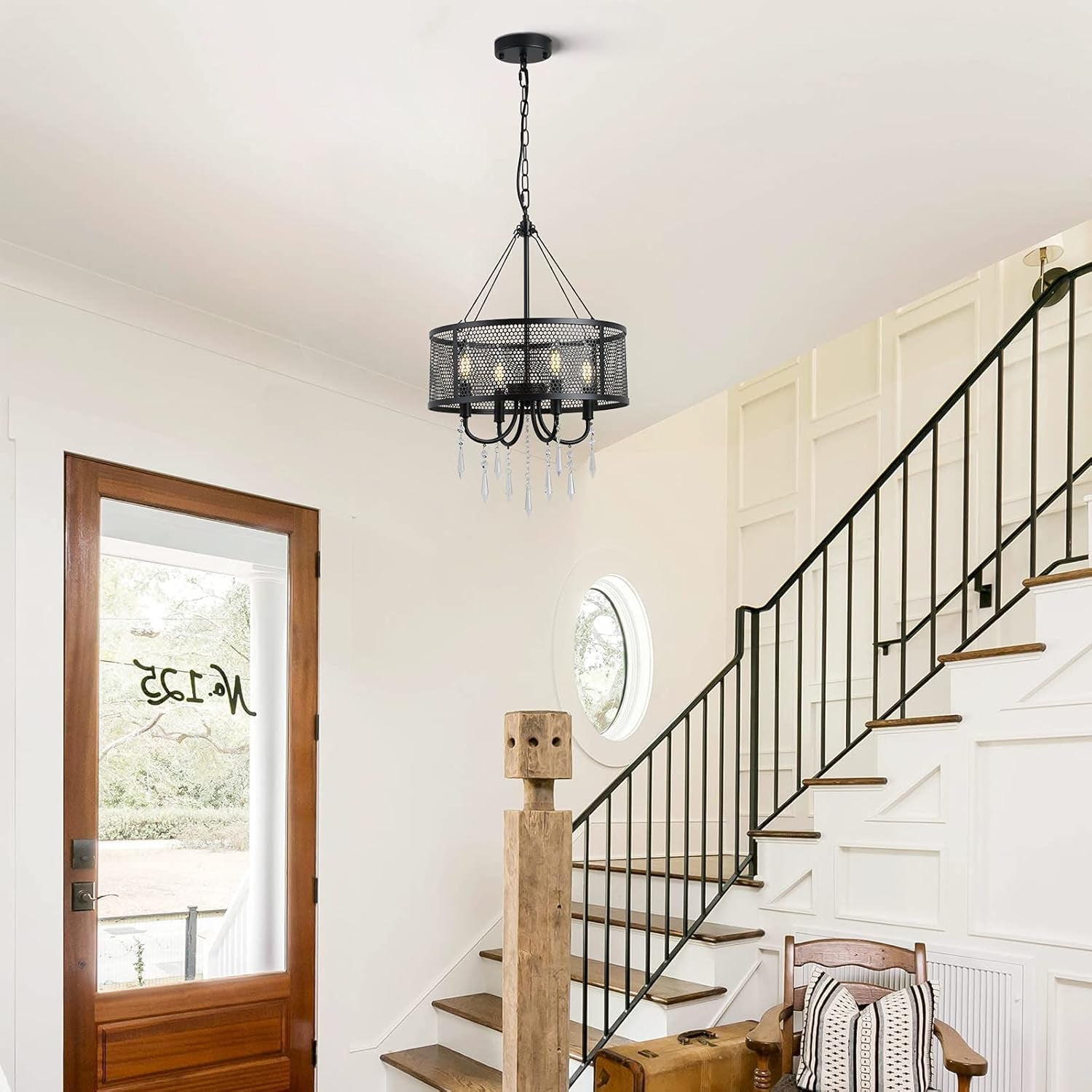 Dining Room Chandelier - 4 Light Kitchen Islandmodern Black Ceiling Light - Industrial Living Room Light - Foyer Lights