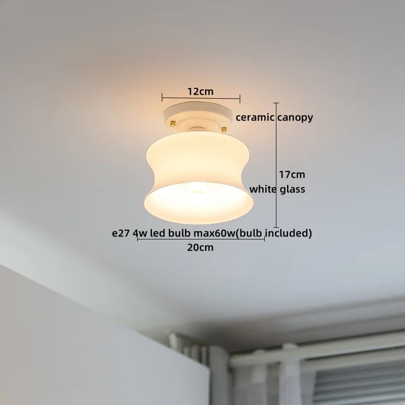 Ceramic Canopy LED Ceiling Lamp Home Lighting Kitchen Restaurant Living Room Light Fixtures Glass Copper Luminaria De Teto