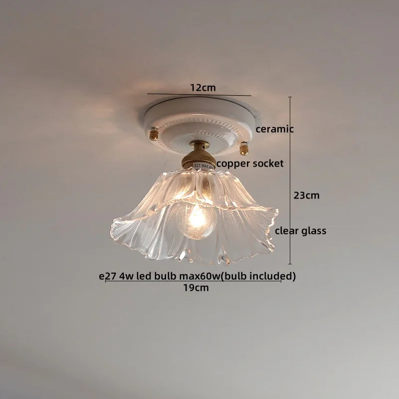 Ceramic Canopy LED Ceiling Lamp Home Lighting Kitchen Restaurant Living Room Light Fixtures Glass Copper Luminaria De Teto