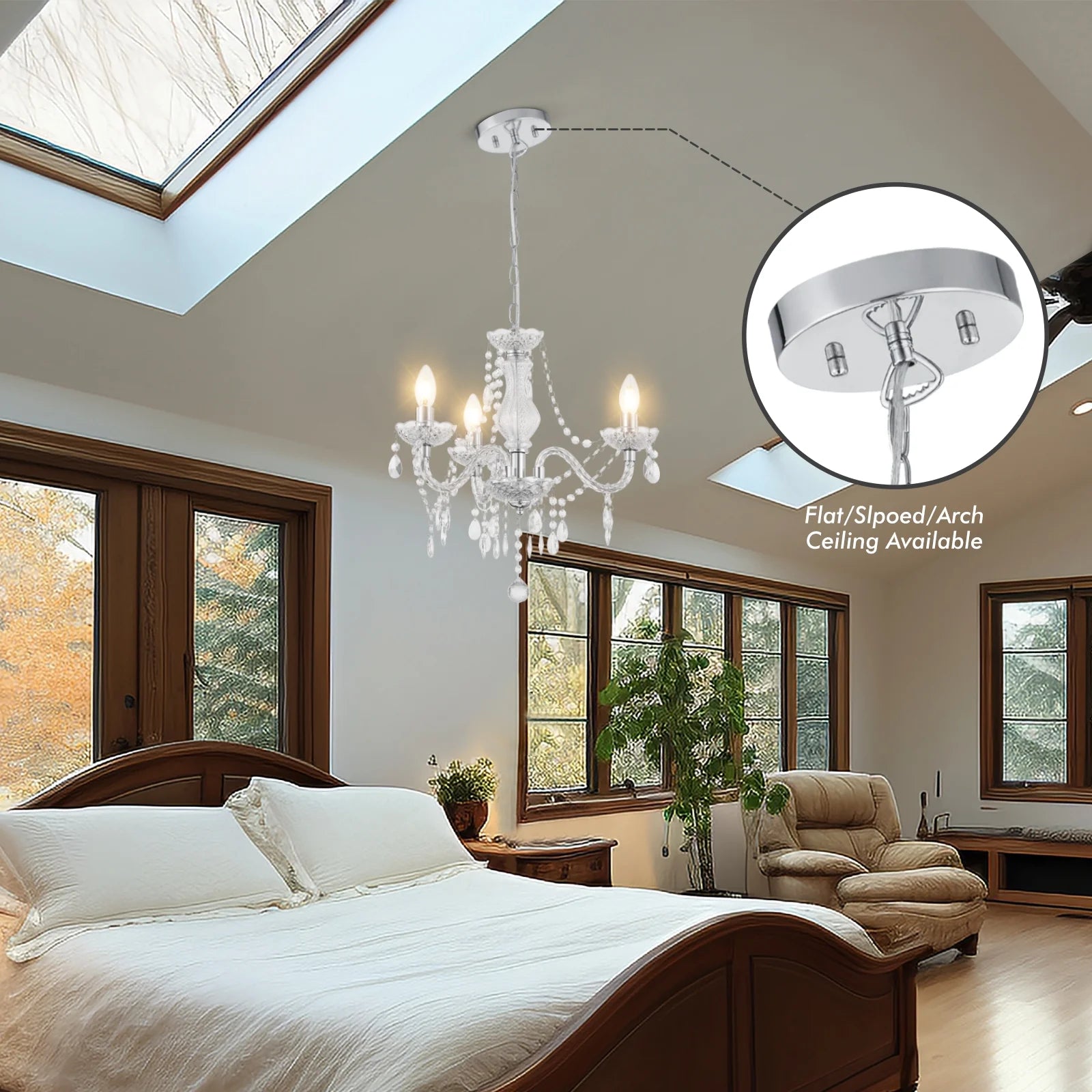NATYSEAN Chandeliers for Dining Room, 3-Light Modern Crystal Ceiling Light, Farmhouse Chandelier Adjustable Hanging Lamp for Bedroom Hallway Kitchen Dining Room Foyer
