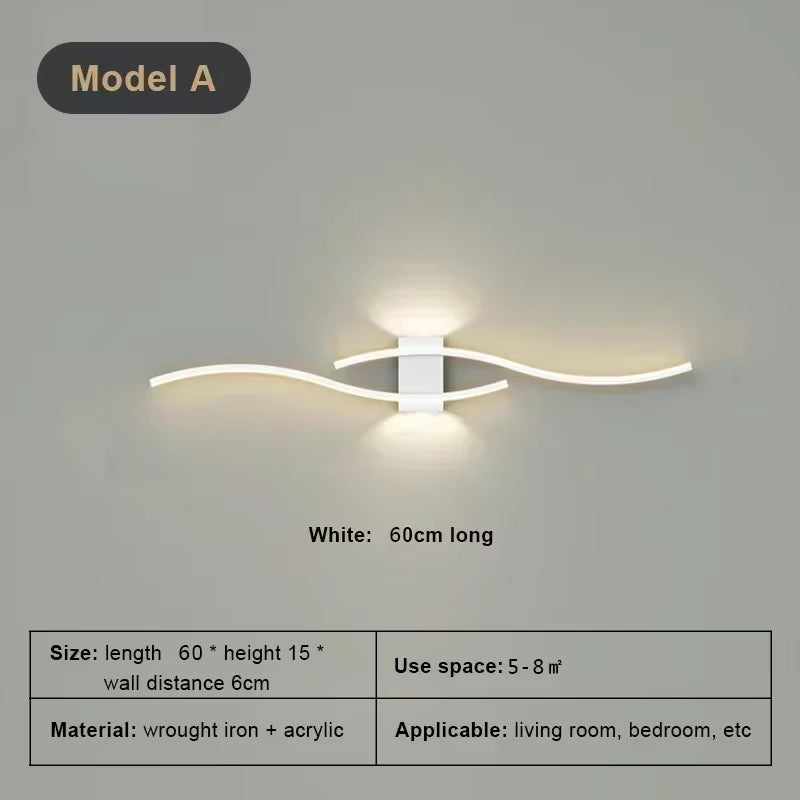 LED Hyperbolic Wall Lamp, Modern Living Room, Dining Room, Bedroom, Bedside, Aisle, Background Wall Lamp, Home Lighting Fixture