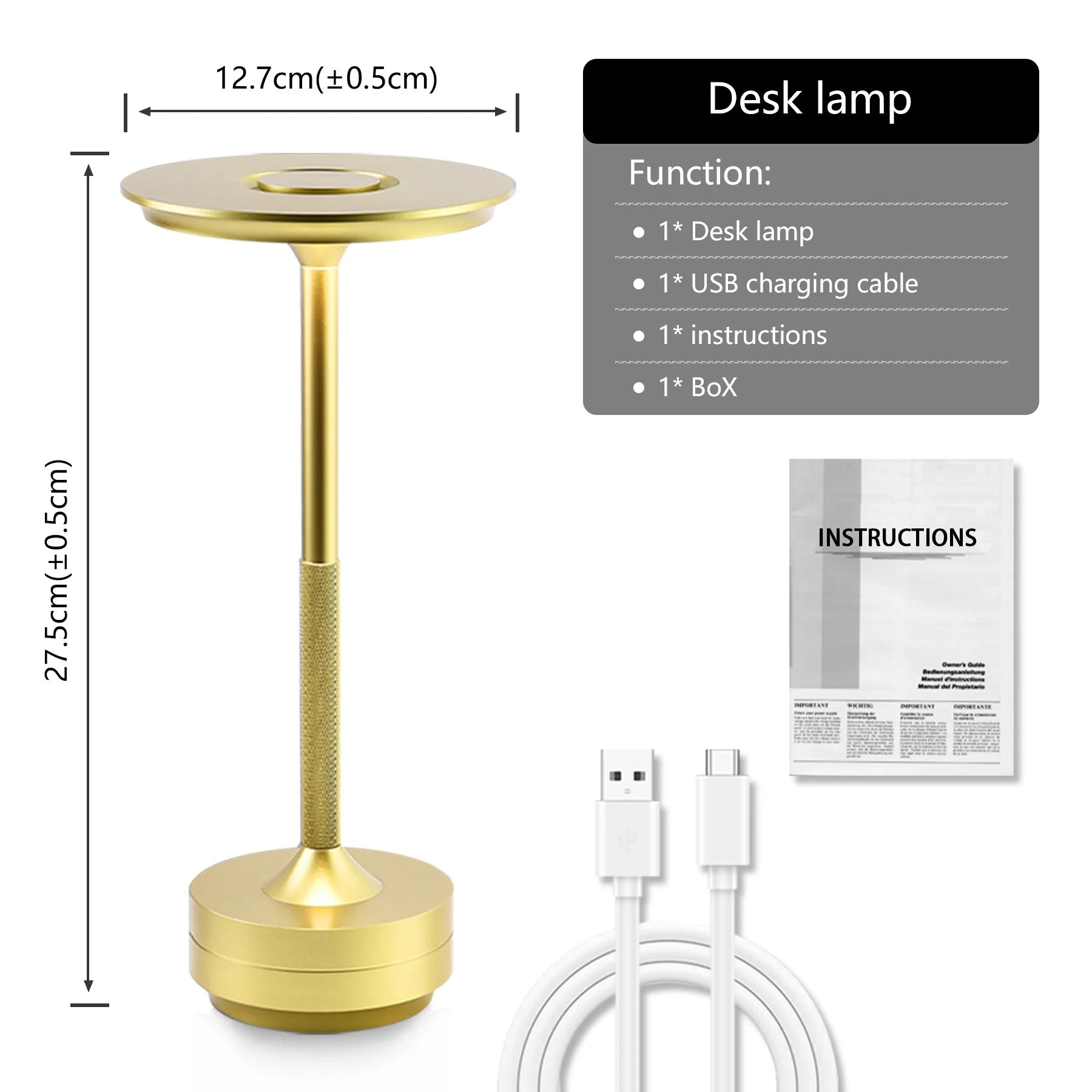 Classic Lamp Design LED Table Lamp USB C Rechargeable Night Light Dimming Desk Lamp Portable Reading Camping Light Bedside Lamps