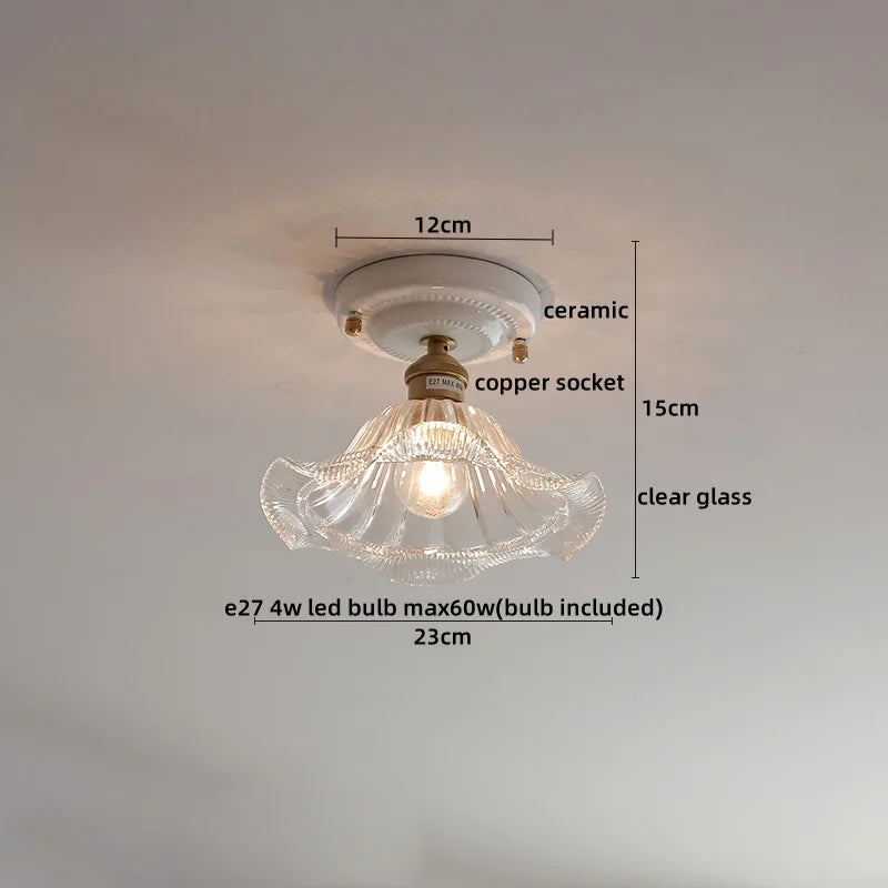 Ceramic Canopy LED Ceiling Lamp Home Lighting Kitchen Restaurant Living Room Light Fixtures Glass Copper Luminaria De Teto