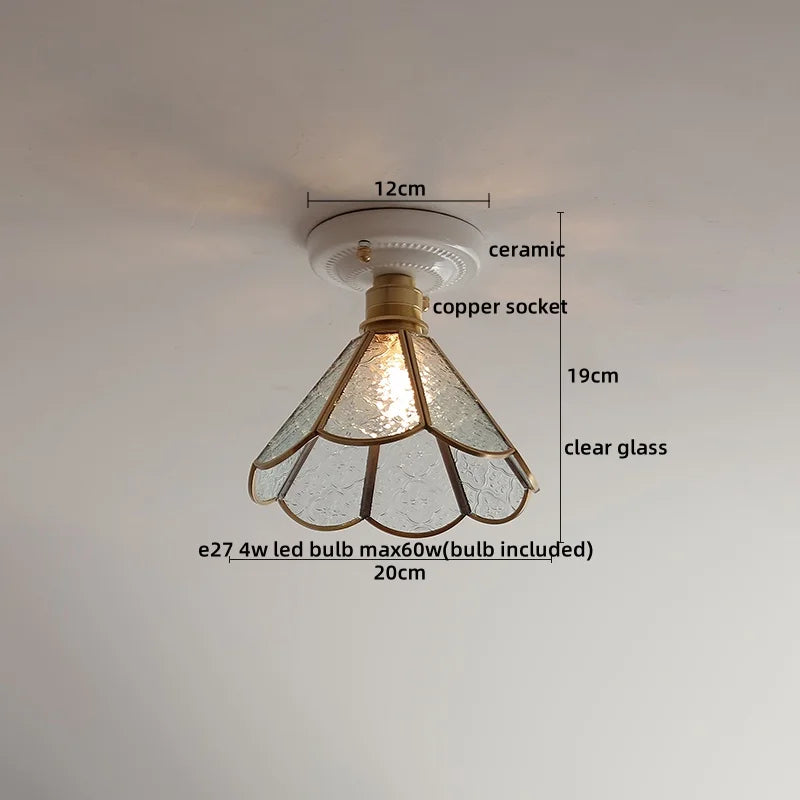 Ceramic Canopy LED Ceiling Lamp Home Lighting Kitchen Restaurant Living Room Light Fixtures Glass Copper Luminaria De Teto