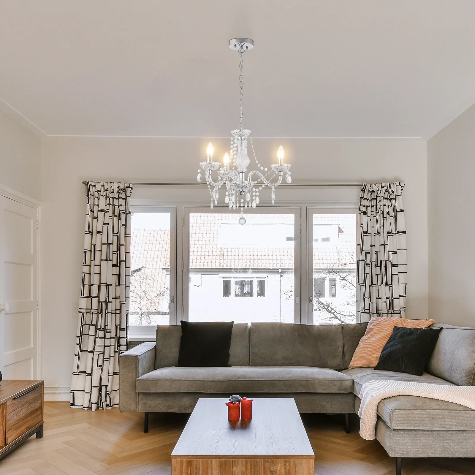 NATYSEAN Chandeliers for Dining Room, 3-Light Modern Crystal Ceiling Light, Farmhouse Chandelier Adjustable Hanging Lamp for Bedroom Hallway Kitchen Dining Room Foyer