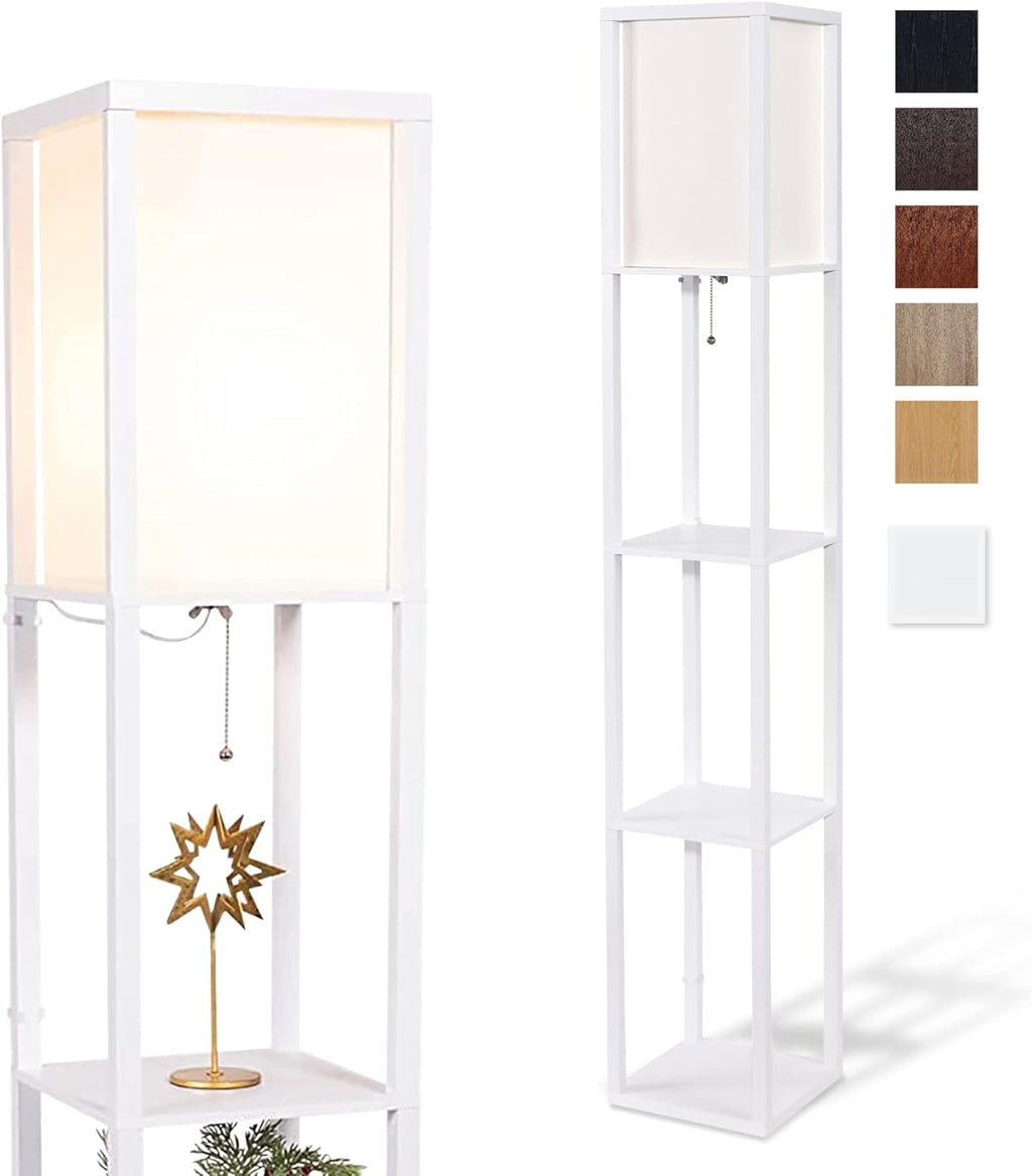 Avery - 63" Floor Lamp with Shelves, Modern Shelf Lamp for Bedroom and Living Room, Tall Standing Lamp with Shelves, Bedside Floor Lamp for Reading, White