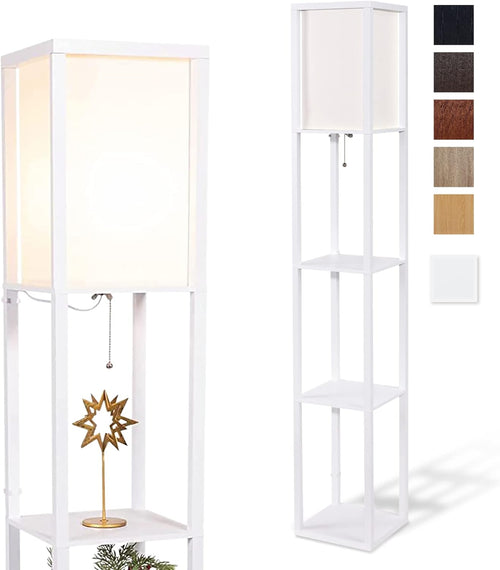 Avery - 63" Floor Lamp with Shelves, Modern Shelf Lamp for Bedroom and Living Room, Tall Standing Lamp with Shelves, Bedside Floor Lamp for Reading, White