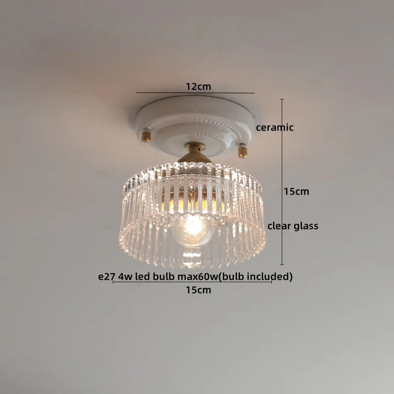 Ceramic Canopy LED Ceiling Lamp Home Lighting Kitchen Restaurant Living Room Light Fixtures Glass Copper Luminaria De Teto